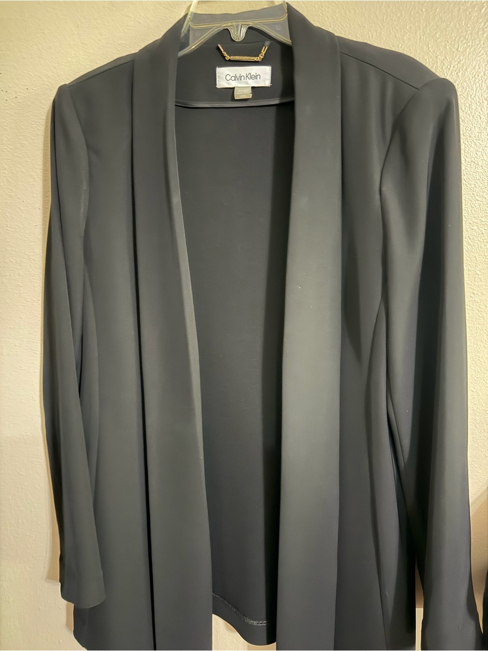 Calvin Klein Black Open-Front Draped Blazer